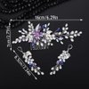 Teyglen Pearl Bride Wedding Hair Comb Purple Rhinestone Flower Hair Piece Silver Leaf Crystal Hair Side Comb Bridal Headpiece Hair Accessories for Women Girls