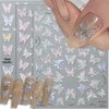 Aurora Shell Butterfly Nail Stickers for Women 3D Relief Butterfly Nail Art Stickers Pink Laser Butterfly Nail Decals for Nail Art Supplies Butterflies Nail Design Stickers Nail Decor Nail Accessories