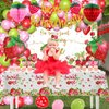 Strawberry First Birthday Party Decoration Pack for Girls Sweet One Shortcake Party Supplies 84 Pcs (Backdrop, Tablecloth, Banner, Crown, Cupcake Toppers, Honeycomb Decor, Balloons) (Sweet One)