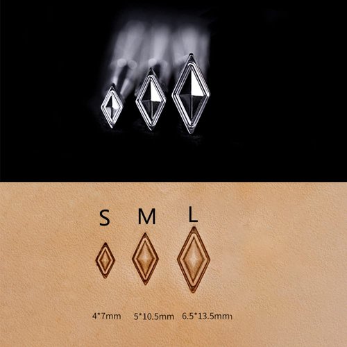 Singring Leather Stamping Tools Diamond Stamps 3D Geometric Pattern 304 Stainless Steel Stamp for DIY Leathercraft Carving Working (M)