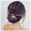 Allereyae Crystal Pearl Wedding Hairpins Barrette Rhinestone Pearl Flower Hair Pins Barrette Silver CZ Pearl Bling Bridal Headpieces Decorative Head Clip Pins Headwear Bridal Hair Accessories for