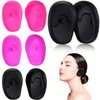 4 Pairs Silicone Ear Covers, Hair Dye Shield Ear Protectors, Reusable Ear Caps for Hair Salon Coloring Treatments and Home Shower Random Color