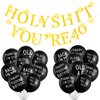 SUNBEAUTY 40th Birthday Decorations for Him Or Her LED Gold Birthday Party Decor Sign Abusive Balloons Funny Banner 40th Bday Party Supplies Holy Shit You're 40 Birthday Banner Party Decoration
