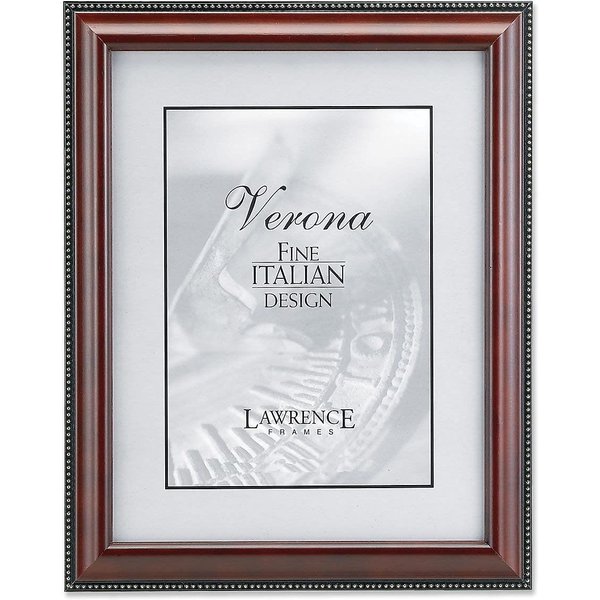 Lawrence 198746 4-Inch x 6-Inch Wooden Walnut Brown Picture Frame with Gold Beads