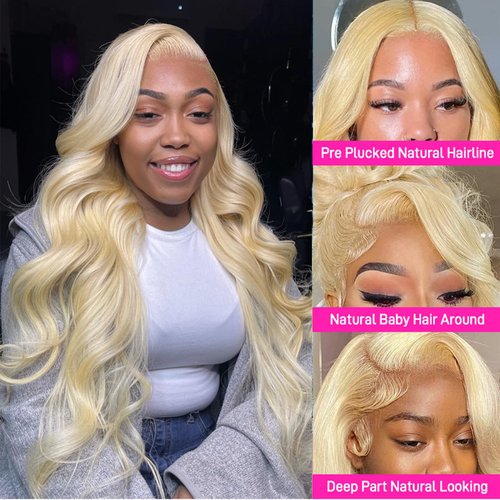 Yifute 613 Lace Front Wig Human Hair 13x6 Transparent Lace Body Wave Blonde Lace Front Wigs Human Hair 12A 613 HD Lace Frontal Wig 150% Density Pre Plucked with Baby Hair 20inch