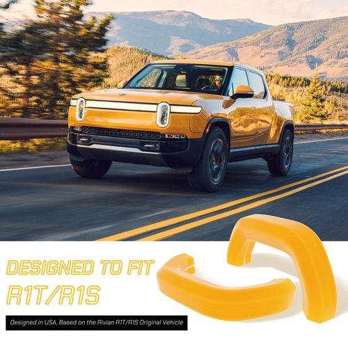 SNOQUEEN 2 Pack Tow Hook Covers Compatible with Rivian R1T/R1S Accessories (Yellow)