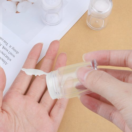 6 Pcs Plastic Loose Powder Jar 10g Clear Refillable Face Powder Case Cosmetic Sample Pots Bottles Eyeshow Powder Box Concealer Powder Sifter Container with 12 Holes (clear lid)