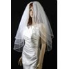 Bridal Veil Ivory 3 Tiers Fingertip Length Satin Cord Edge Scattered Rhinestones