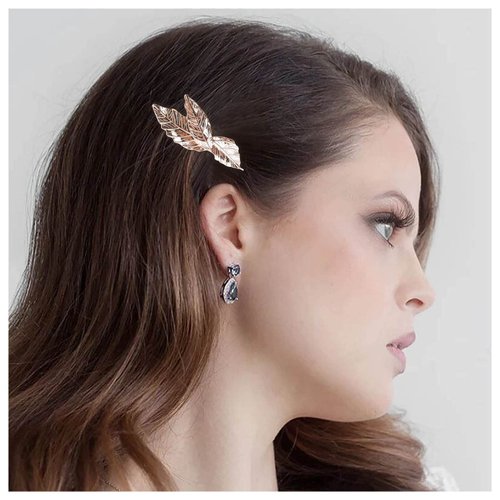Andelaisi Vintage Leaf Hair Clip Barrettes Gold Leaf Hair Barrettes Leaf Barrette Head Clips Branch Leaf Hair Pin Clip French Headwear Decorative Hair Accessories for Women and Girls Headdress