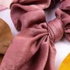 Bow Scrunchies For Long Hair - 8 Pcs Chiffon Satin Scrunchies Silk With Bow Scarf, Solid Stripe Flower Color Bow Scrunchies, Ponytail Holder With Tail, Rabbit Bunny Ear Bowknot Hair Accessories (A4)