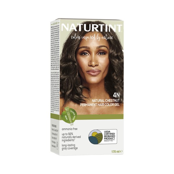 Naturtint Permanent Hair Color, 4N Natural Chestnut, Plant Enriched, Ammonia Free, Long Lasting Gray Coverage and Radiante Color, Nourishment and Protection