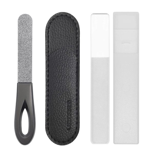 VOGARB Quick Grinding Nail Files for for Hard/Thick Nails,Double Sided 180 Diamond Grits Emery Boards,3.6'' Small Nail Filer for Natural Nails Men Woman Salon Home Travel (1 PACK-BF01)