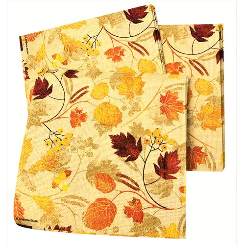 AVEVER 40-ct 13x13 Burlap Fall Napkins Napkins Paper Napkins Thanksgiving Dinner Napkins Fall Paper Napkins Fall Cocktail Napkins Paper Decorative Napkins for Decoupage, orange, beige, brown