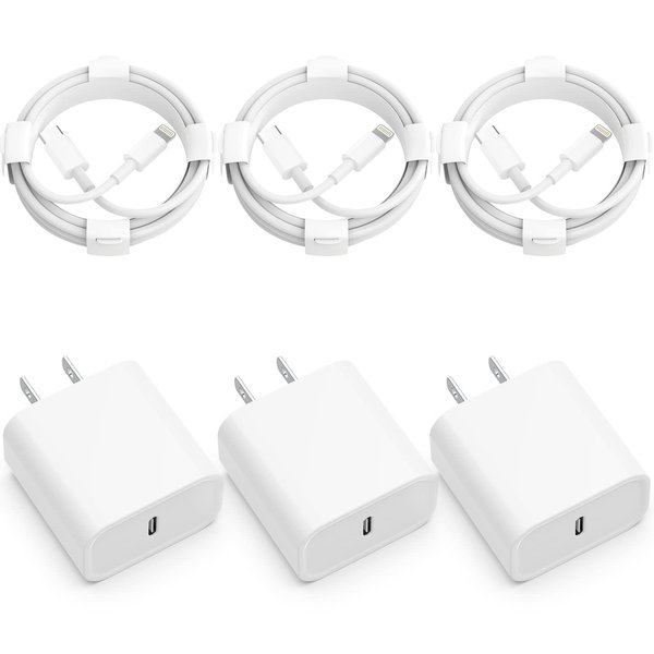 USB C Charger [MFi Certified] iPhone Charger Fast Charging 3Pack 20W Type C Wall Charger Block with 6FT USB C to Lightning Cable Compatible with for iPhone 14Pro/13 Pro/12 Pro Max/11/XS Max/XS/XR/X/8