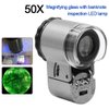 50X Pocket Jewelry Loupe Mini Jewelry Magnifier with UV LED Light Portable Eye Loupe Magnifier Coin Magnifying Glass Microscope Handheld Eye Glass for Jewelry Diamond Stamps Coin Collection