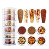 6 Grids Fall Maple Leaf Nail Art Glitter Sequins 3D Holographic Gold Orange Fall Maple Leaves Nail Flakes Thanksgiving Nail Glitter Supplies for Acrylic Nails Autumn DIY Nail Decorations Crafts