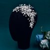 JHOO Crystal Leaf Bride Wedding Hair Comb Alloy Flower Hair Accessories Handmade Imitation Pearl Hair Accessories Suitable for Women's Party Hair Accessories HP683 (Sliver)