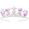 Araluky Mermaid Crown for Girls Mermaid Headband for Little Mermaid Party Decorations Ariel Birthday Party Supplies - P1nk