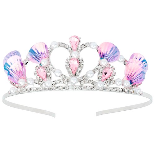 Araluky Mermaid Crown for Girls Mermaid Headband for Little Mermaid Party Decorations Ariel Birthday Party Supplies - P1nk