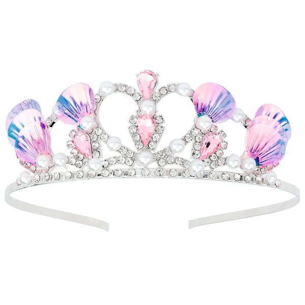 Araluky Mermaid Crown for Girls Mermaid Headband for Little Mermaid Party Decorations Ariel Birthday Party Supplies - P1nk