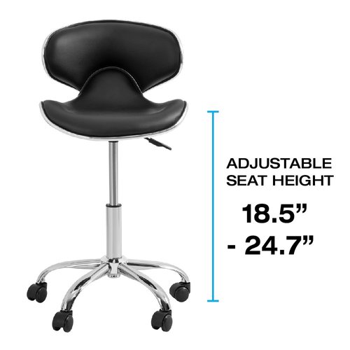 Osaki YK-9315 Stool with Adjustable Foot Rest Rolling Chair (Set of 2)(Cream)