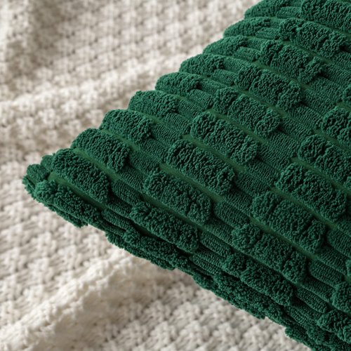 MIULEE Pack of 2 Dark Green Corduroy Decorative Throw Pillow Covers 18x18 Inch Soft Boho Striped Pillow Covers Modern Farmhouse Home Decor for Sofa Living Room Couch Bed