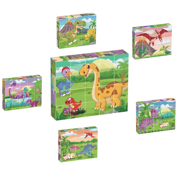 PicassoTiles 20 pcs Magnetic Cube Puzzle 6-in-1 Dinosaur Theme Pattern Magnet Brain Teaser Building Cubes 120 Pictures Toy Set Kids Ages 3 & Up Preschool Children Promote Problem Solving Skills PMC23