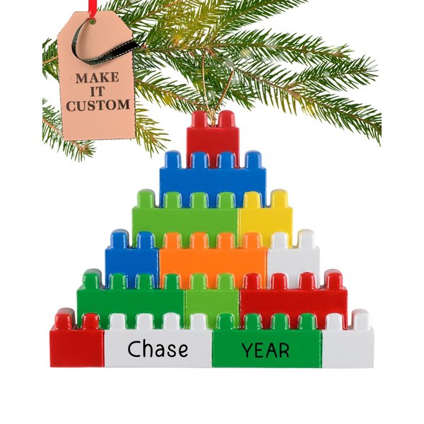 Holiday Traditions Personalized Toddler Ornament 2024 – Fast & Free 24h Customization – Kids Christmas Ornament for Tree – Custom Gift Wrapped Building Blocks Ornament Keepsake for Girls, Boys