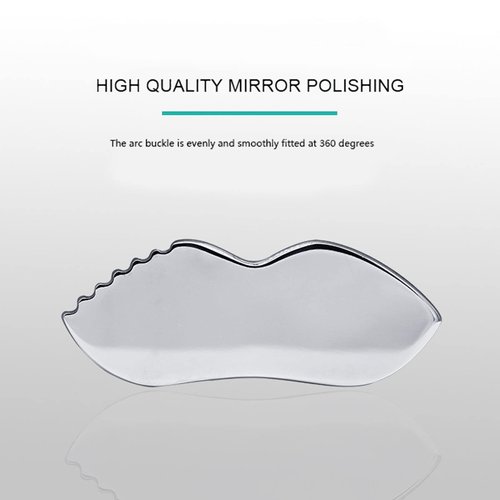 YUYTE Stainless Steel Gua Sha for Facial Skin Care Scraping Massage Tool with Comb Teeth | Facial Massage, Used for Face, Neck, and Around Lips with Travel Pouch