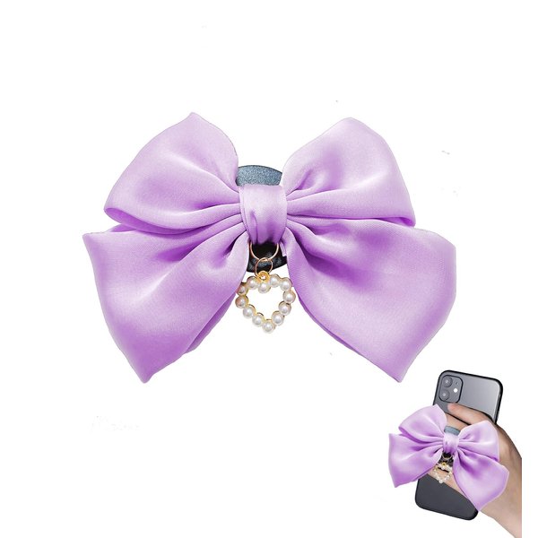 Miitoomo Cute Bow Phone Stands Fashion Cellphone Charm Grip Holder Universal Rotatable (Purple)