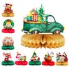 9 Pcs Christmas Party Honeycomb Centerpieces for Table Decorations, 3D Honeycomb Christmas Decorations Holiday Table Centerpieces with Santa Claus Snowman for Christmas Party Supplies Indoor