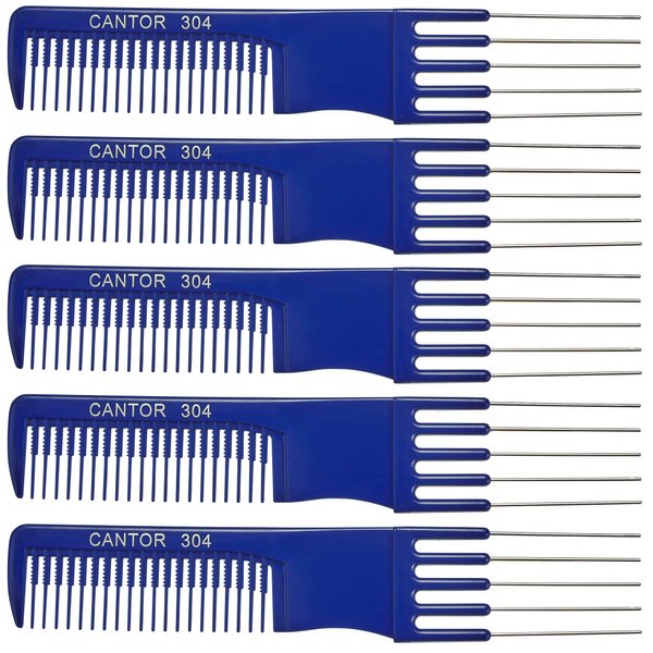 Lift Teasing Comb and Hair Pick – 5 Pack Stainless Still Lifts - Chemical and Heat Resistant Detangler Comb – Anti Static Comb For All Hair Types – By Cantor