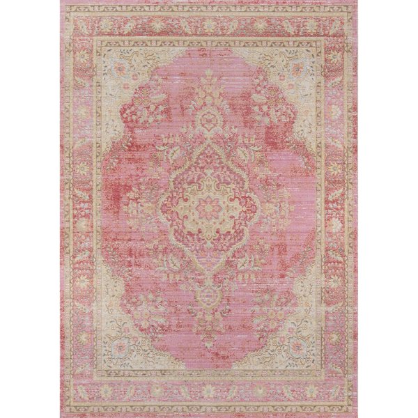 Momeni Rugs Isabella Traditional Medallion Flat Weave Area Rug, 2' X 3', Pink