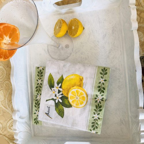 20-ct 3-ply 13x13 Lemon Napkins Lemon Paper Napkins Vintage Napkins Mother's Day Napkins Lemon Cocktail Napkins Lemon Dinner Napkins Paper Decorative Paper Napkins for Decoupage Father's Day Artist