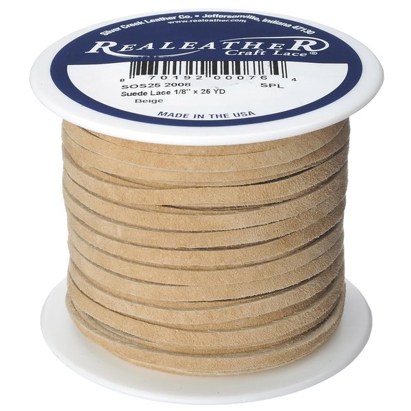 Realeather, Beige Suede Lace, 1/8" x25-yard Spool
