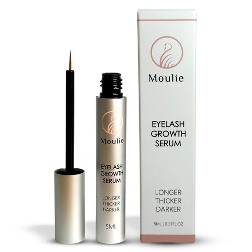Moulie Eyelash Growth Serum, Natural Organic Lash Boost & Enhancer for Longer, Fuller, & Thicker Lashes & Brows (5ml), Cruelty-Free, & Irritation-Free Formula.