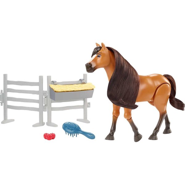 Mattel Spirit Untamed Forever Free Spirit Horse (Approx. 8-in Neighing Sounds, Long Mane & Tail Hair, Brush, Hay Bale, Apple Snack Accessories, Great For Ages 3 Years Old & Up