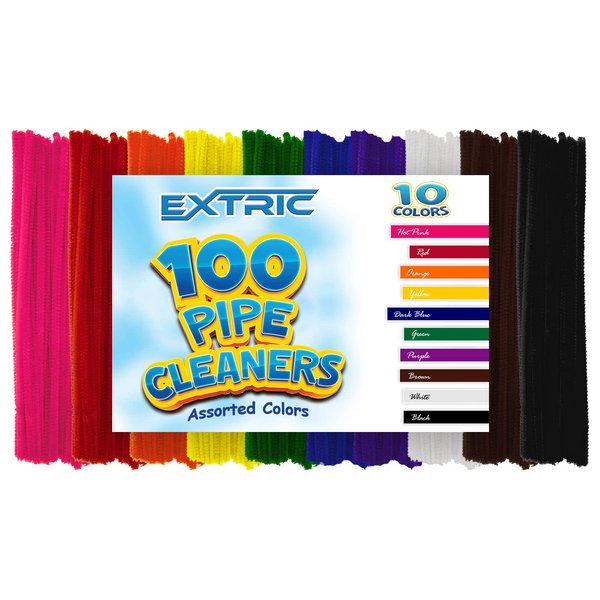 100 Pc. Pipe Cleaner 10 Assorted Colors Chenille Stems, Pipe Cleaners Craft, Fuzzy Sticks Great Craft Supplies DIY Art & Craft Projects| 6”