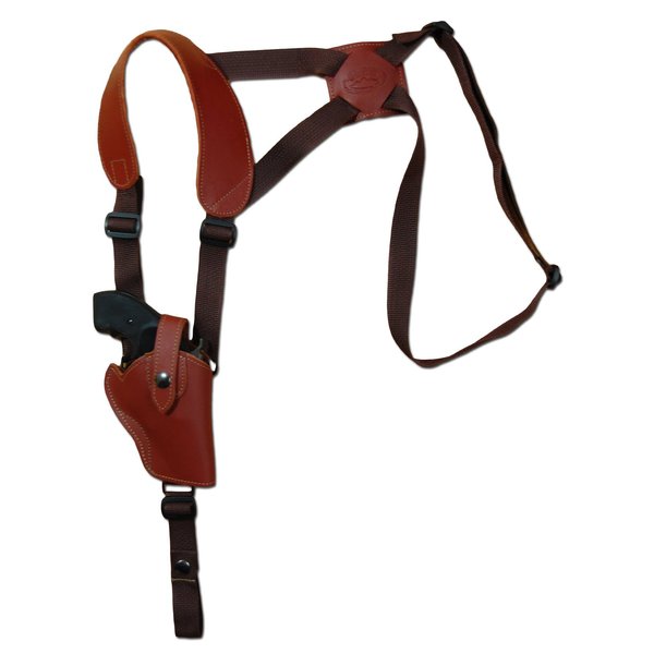Barsony Burgundy Leather Vertical Cross Harness Shoulder Holster for Rossi Model 351; 352 .38 Left