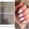 SONGJIE Golden Flowers Nail Art Stickers Decal 12 Sheets 3D Self-Adhesive Gold Flower Leaf Lace Nail Supplies Flower Nail Stickers Geometry Line Nail Designs for Women Girls Nail Art Decorations