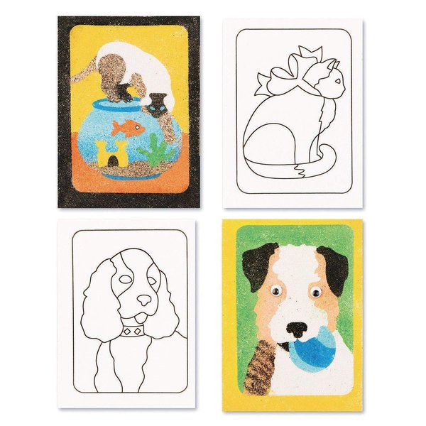 S&S Worldwide Adhesive Sand Art Boards for Creating Sand Pictures, Great for Kids and Adults, 3 Each of 4 Dog & Cat Designs, 5" x 7" Pack of 12