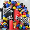GOTPASS Checkered Flag Balloons Race Car Theme Party Supplies Black and White Racing Balloons Baby Shower Boys Birthday Party Decorations