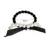 2pcs Pearl Bow Hair Ties Elastic Hair Bands Black Scrunchies White Pearl Hair Bow Ties Hair Elastics Ponytail Holders No Damage Hair Bands, Pearl Hair Accessories for Women Girls
