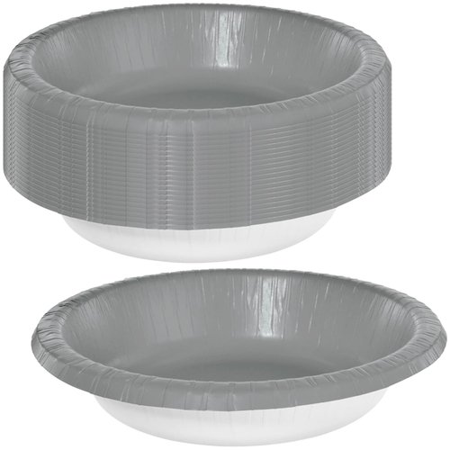 Paper Bowls - 20 oz. - Vibrant & Eco-Friendly Bowls - Ideal for Parties, Events & Special Occasions, Silver, Pack of 20