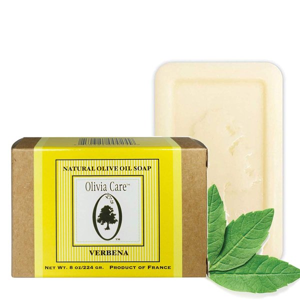 Olivia Care Premium Bath & Body Bar Soap | Organic, Vegan & Natural | Contains Olive Oil | Repairs, Hydrates, Moisturizes & Deep Cleans | Good for Sensitive Dry Skin | Made in USA | 8 OZ - VERBENA