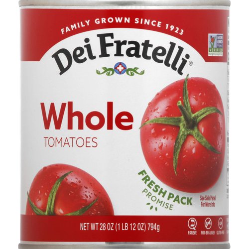 Dei Fratelli Whole Tomatoes (28 oz. cans, 12 pack) - Vine-Ripened – Non-GMO
