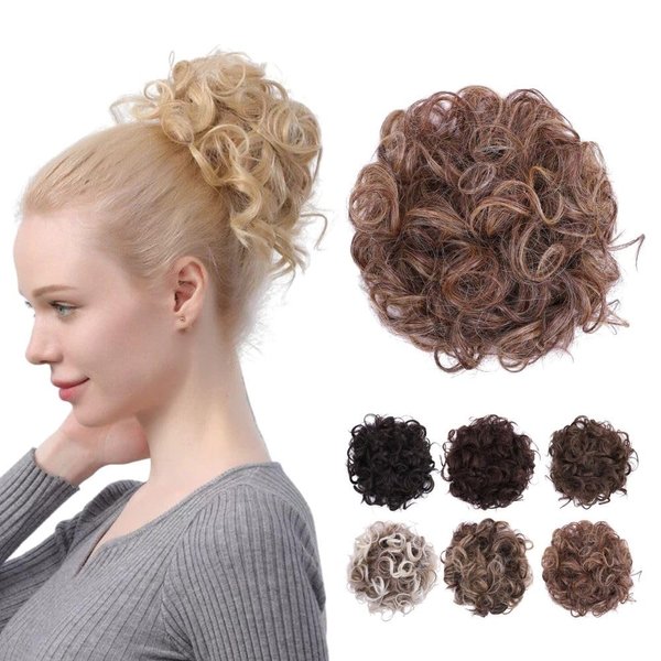 JUVABUN Curled Clip in Hair Buns -Reddish Blonde| Hair Bun Maker | Hair Buns Hair Piece| Curled Hair Bun Scrunchie | Everyday Wear | Washable & Realistic|Hair Bun Clip - Reddish Blonde