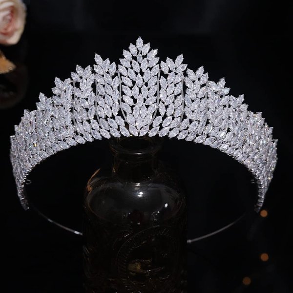 Sparkling Cubic Zirconia Wedding Tiaras and Crowns Bridal Prom Quinceanera Sweet 16 Headpiece Hair Jewelry Accessories HG0113 (Silver 4)
