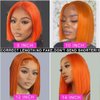 Wear and Go Glueless #350 Ginger Orange 13X4 HD Transparent Lace Front Bob Wig Human Hair Pre Plucked Lace Frontal Blunt Cut Bob Wigs With Baby Hair Natural Hairline Short Bob Wigs For Black Women