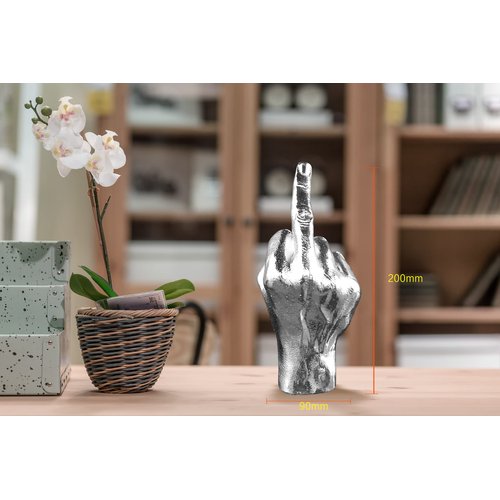 Blowind Silver Polyresin Hand Gesture Peace Sign Decor Boho Shelf Decor Accents Knick Knacks Middle Finger Practical Joke Halloween Prank Gifts (Personality)